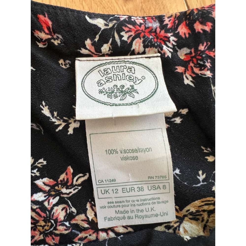 Vintage 90s Laura Ashley Floral Sleeveless Midi Dress Viscose A Line Womens US 8 - Picture 2 of 6